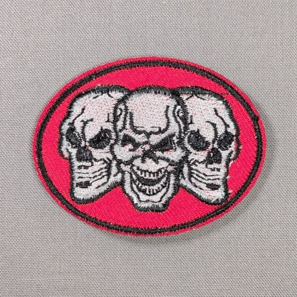 Three Skulls Biker Iron On Patch | Motorcycle Patch